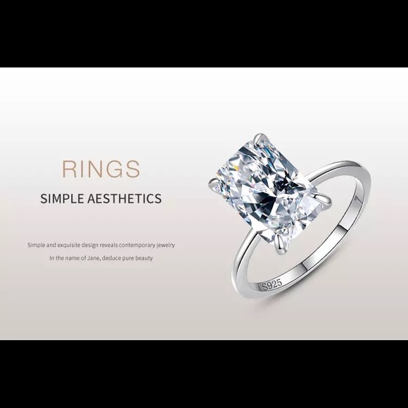 5.34Ct EMERALD Cut VVS Horizontal Setting Solitaire 925 Ring Size 5 - Picture 16 of 17